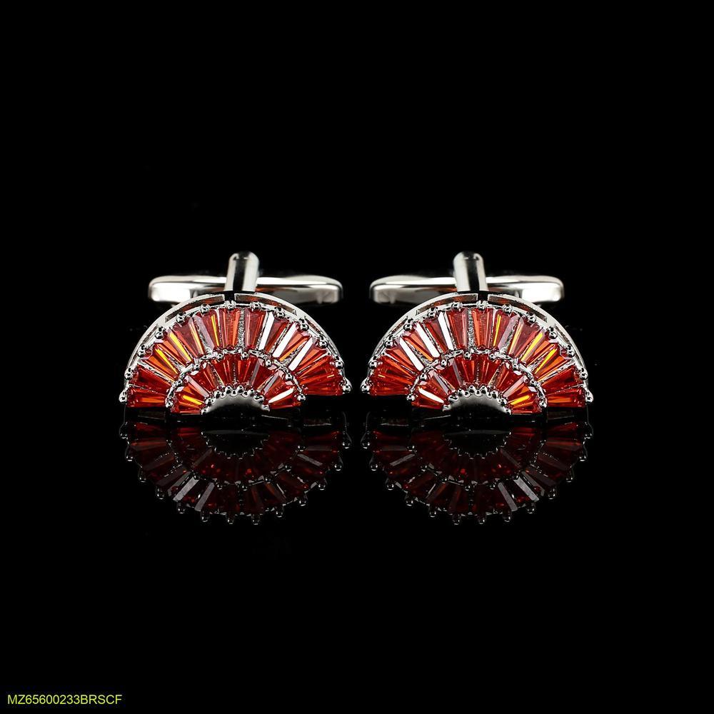 RED ROUND DIAMOND CUFFLINKS