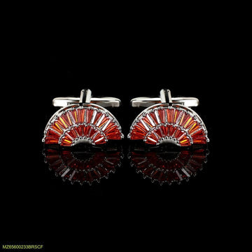 RED ROUND DIAMOND CUFFLINKS